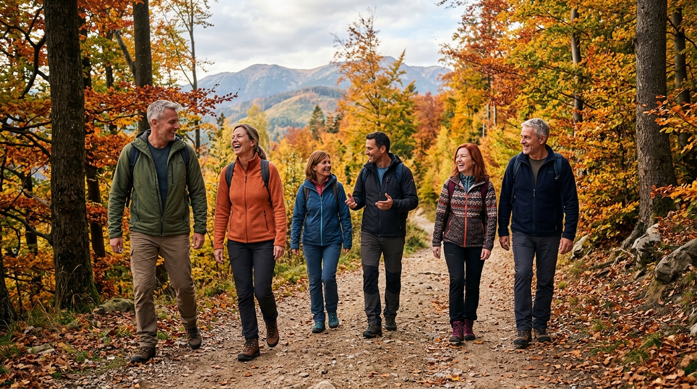Ľudia na prechádzke v prírode